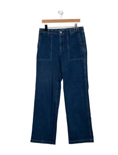 Pre-owned Kule Mid-rise Wide Leg Jeans In Blue