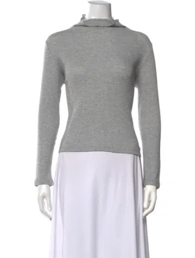 Pre-owned Kule Mock Neck Long Sleeve Top In Grey