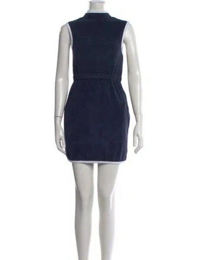 Pre-owned Kule Mock Neck Mini Dress In Blue