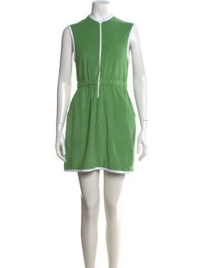 Pre-owned Kule Mock Neck Mini Dress In Green