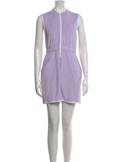 Pre-owned Kule Mock Neck Mini Dress In Purple