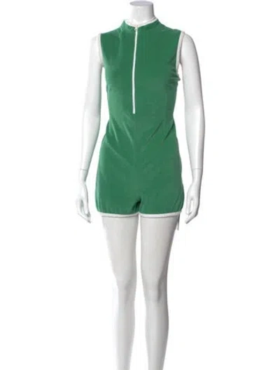 Pre-owned Kule Mock Neck Romper In Green