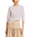 Kule Modern Long Sleeve Crewneck Tee In Poppy/blue/pinstripes