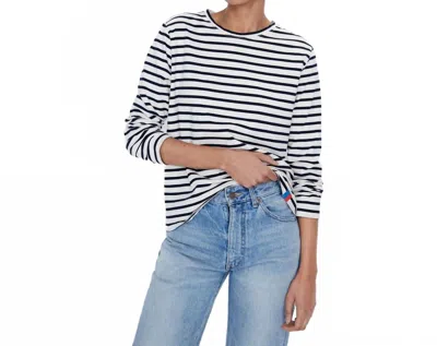 Kule Modern Long Sleeve Tee In Cream/navy In Black