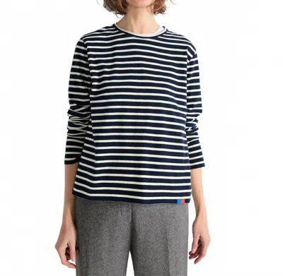 Kule Modern Long Sleeve T-shirt In Cream Navy In Blue
