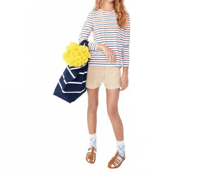 Kule Modern Long Sleeve T-shirt In Cream Poppy Blue In Multi