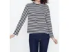 Kule The Modern Cotton Stripe Long-sleeve Turtleneck T-shirt In Black