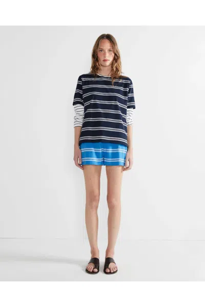 Kule Modern Short Sleeve Tee In Brown/white Mixed Stripe In Blue