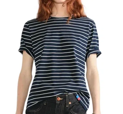 Kule Modern Short Sleeve Tee In Navy/cream Pinstripe In Multi