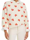 Kule Multi Heart Oversized Sweatshirt In Ivory In Multi