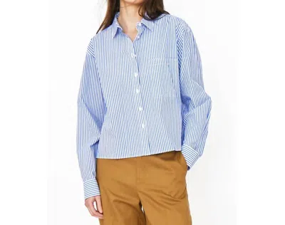 Kule Nell Button Up Shirt In White/blue