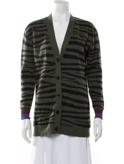 Pre-owned Kule Nylon Animal Print Sweater In Green