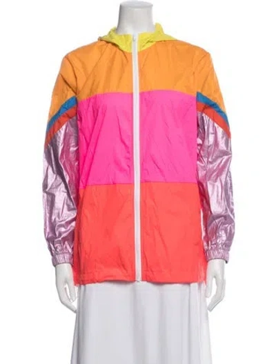 Pre-owned Kule Nylon Colorblock Pattern Jacket In Pink