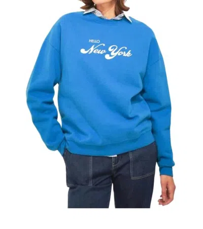 KULE OVERSIZED HELLO NEW YORK SWEATSHIRT IN ROYAL BLUE