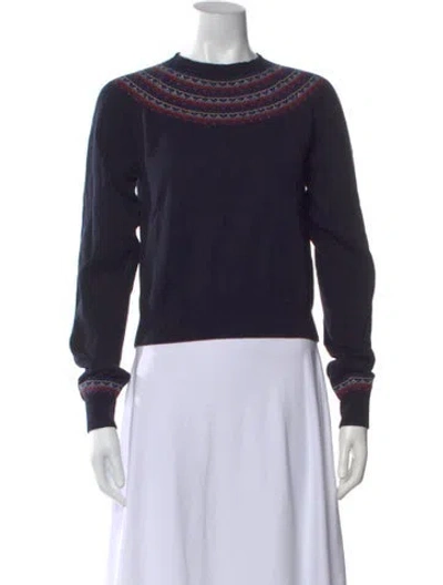Pre-owned Kule Patterned Crew Neck Sweater In Blue