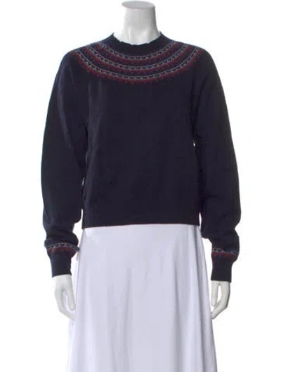 Pre-owned Kule Patterned Crew Neck Sweater In Blue