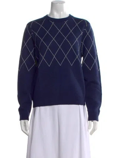 Pre-owned Kule Patterned Crew Neck Sweater In Blue