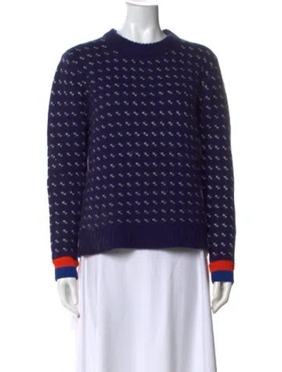 Pre-owned Kule Patterned Crew Neck Sweater In Blue