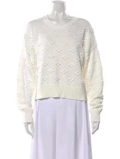 Pre-owned Kule Patterned Crew Neck Sweater In White