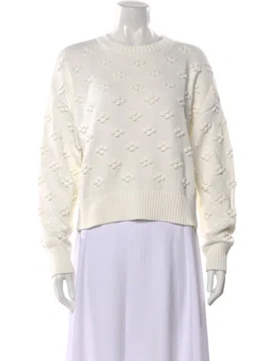 Pre-owned Kule Patterned Crew Neck Sweater In White
