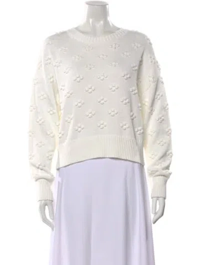 Pre-owned Kule Patterned Crew Neck Sweater In White