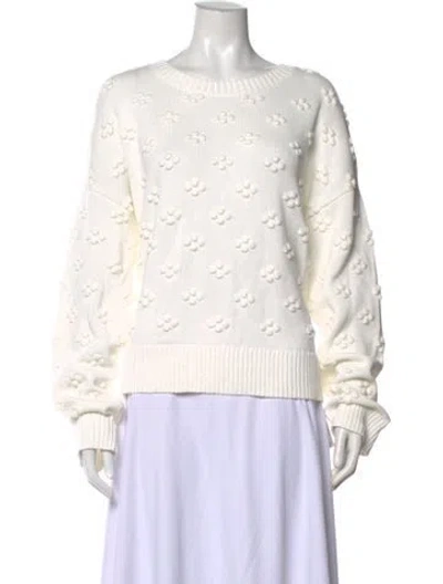 Pre-owned Kule Patterned Crew Neck Sweater In White
