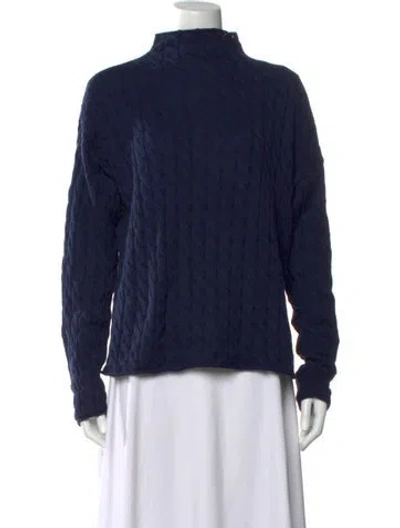Pre-owned Kule Patterned Mock Neck Sweater In Blue
