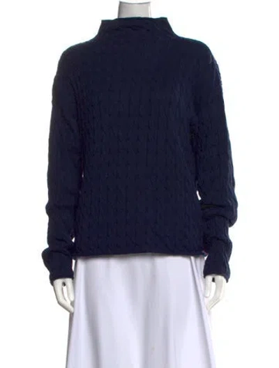 Pre-owned Kule Patterned Mock Neck Sweater In Blue