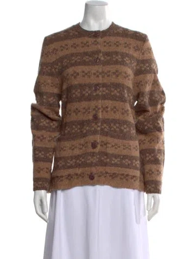 Pre-owned Kule Patterned Open Front Sweater In Brown