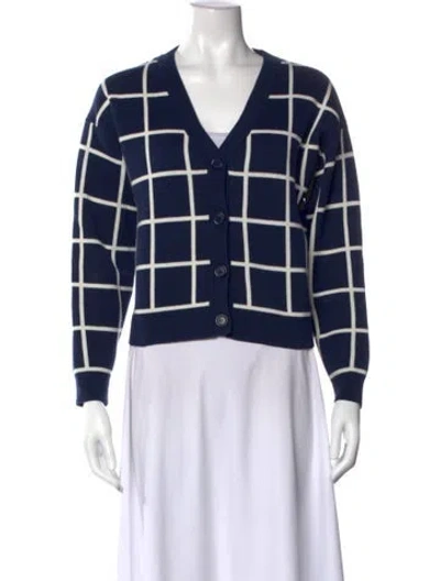Pre-owned Kule Patterned V-neck Sweater In Blue