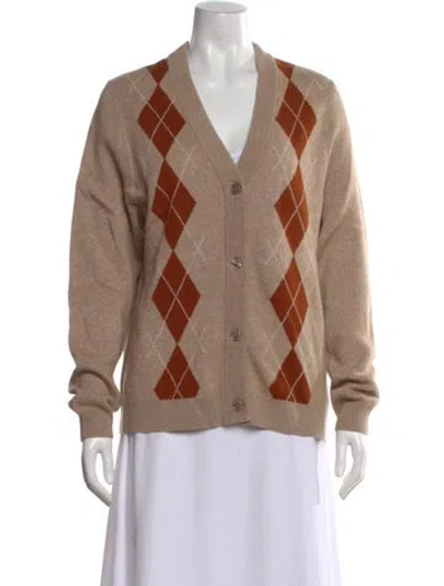 Pre-owned Kule Patterned V-neck Sweater In Brown