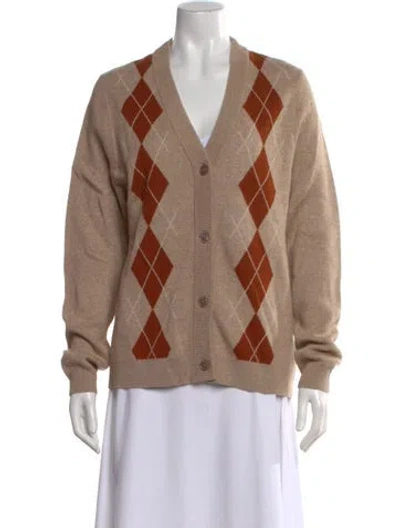 Pre-owned Kule Patterned V-neck Sweater In Brown