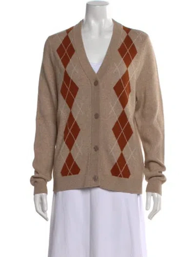 Pre-owned Kule Patterned V-neck Sweater In Brown