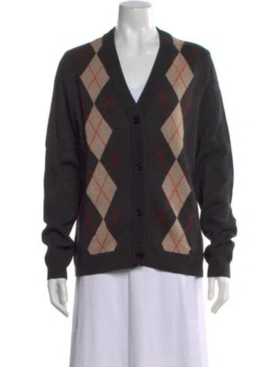 Pre-owned Kule Patterned V-neck Sweater In Gray