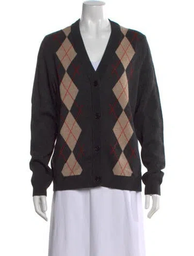 Pre-owned Kule Patterned V-neck Sweater In Gray