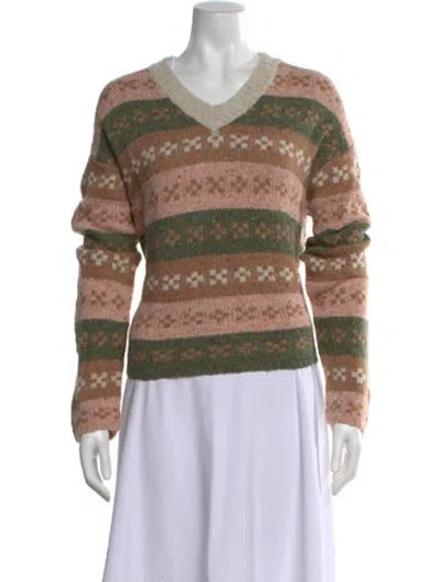 Pre-owned Kule Patterned V-neck Sweater In Pink