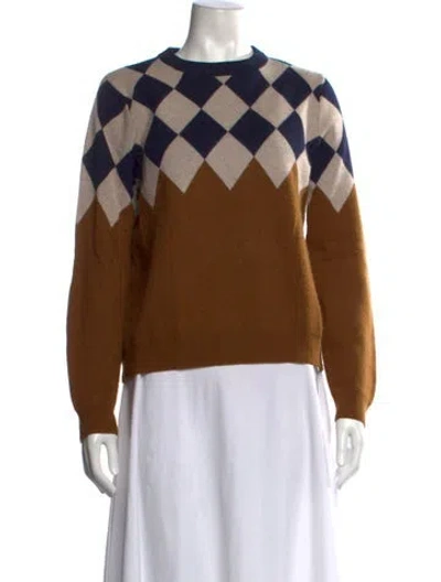 Pre-owned Kule Plaid Print Crew Neck Sweater In Blue