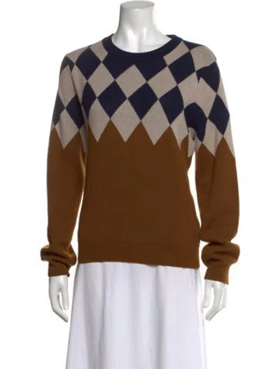 Pre-owned Kule Plaid Print Crew Neck Sweater In Blue