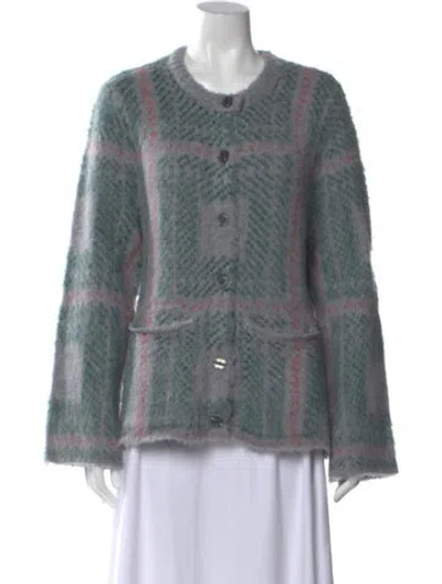 Pre-owned Kule Plaid Print Crew Neck Sweater In Gray