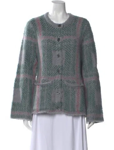 Pre-owned Kule Plaid Print Crew Neck Sweater In Gray