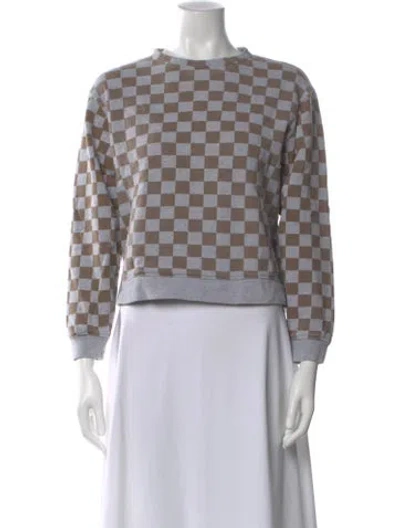 Pre-owned Kule Plaid Print Crew Neck Sweatshirt In Gray