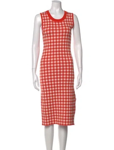 Pre-owned Kule Plaid Print Knee-length Dress In Orange