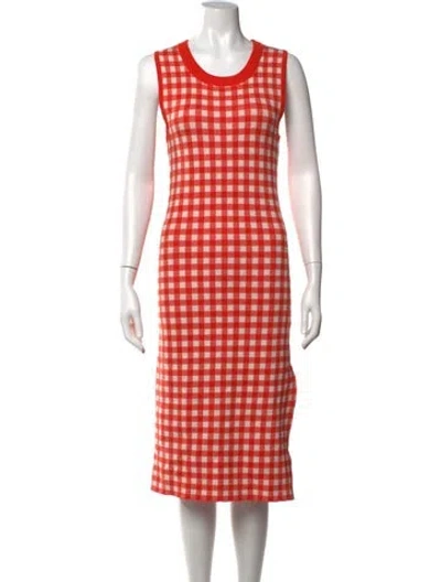 Pre-owned Kule Plaid Print Midi Length Dress In Orange