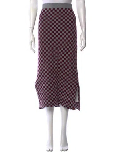 Pre-owned Kule Plaid Print Midi Length Skirt In Gray
