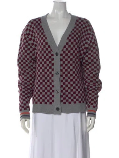 Pre-owned Kule Plaid Print V-neck Sweater In Gray