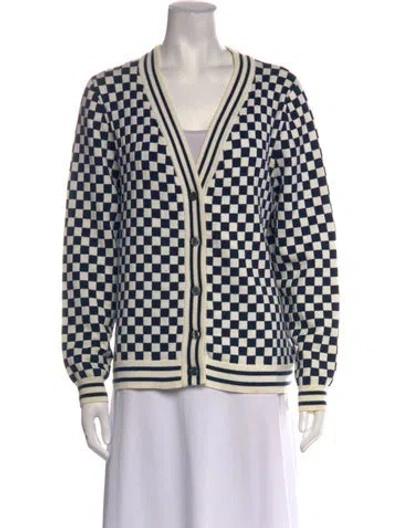 Pre-owned Kule Plaid Print V-neck Sweater In Multicolor