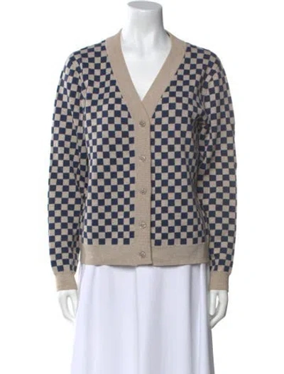 Pre-owned Kule Plaid Print V-neck Sweater In Neutral