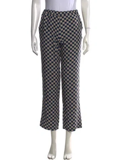 Pre-owned Kule Plaid Print Wide Leg Pants In Blue/neutrals