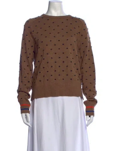 Pre-owned Kule Polka Dot Print Crew Neck Sweater In Brown