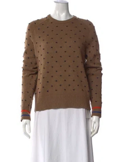 Pre-owned Kule Polka Dot Print Crew Neck Sweater In Brown